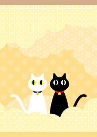 White cat and black cat brow&yellowJ