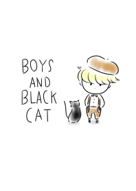 簡單 一個男孩 黑貓
