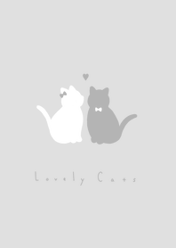 白猫と黒猫。グレーホワイト