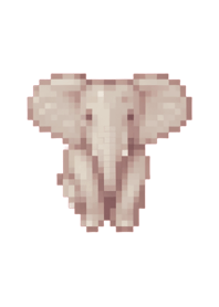 elephant Pixel Art Theme  BW 04
