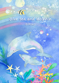 Blue sea and dolphin-Revised version