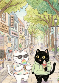 Mochi cats going shopping