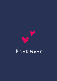 Navy and red pink handwritten hearts.