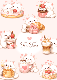 แมวขนฟูชอบกินขนมหวาน (สีชมพูอ่อน)