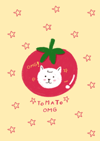 Cat with tomato cute yellow