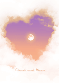 ハート雲と満月 - ハロウィン パープル 01