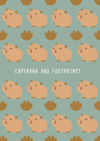 CAPYBARA AND FOOTPRINTS/DUSTY GREEN