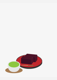 Yokan and tea on white