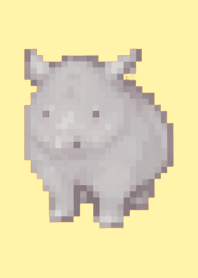 Rhinoceros Pixel Art Theme  Yellow 05