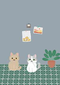 cat in the house / dusty blue