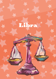 Libra constellation on red & yellow