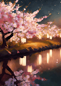 Beautiful night cherry blossoms#498