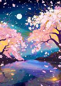 Beautiful night cherry blossoms#596