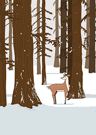 Winter Forest and Deer