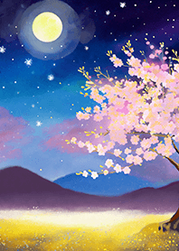 Beautiful night cherry blossoms#1051