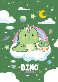 Dino Unicorn Rainbow Cloud Green