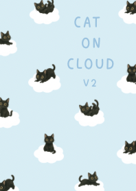 Black Cat on Cloud v2 - Pastel Blue