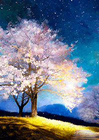 Beautiful night cherry blossoms#2895