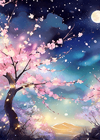 Beautiful night cherry blossoms#2470
