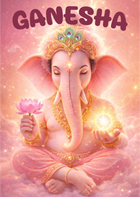 Ganesha of Pink Golden Blessings