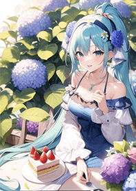 Beautiful girl with hydrangea
