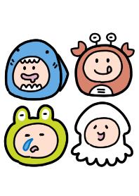 サメやカニの着ぐるみ