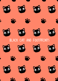 BLACK CAT AND FOOTPRINTSj-ORANGE-BLACK