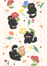 cat holding flower