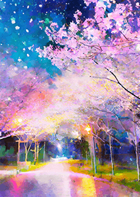 Beautiful night cherry blossoms#1320