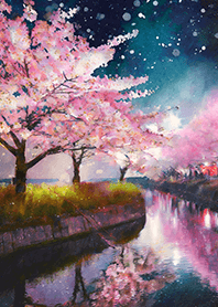 Beautiful night cherry blossoms#161