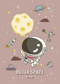 浩瀚宇宙 可愛寶貝太空人 滿月 咖啡色