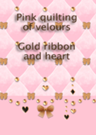 Pink quilting of velours(heart,ribbon)