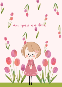 tulips and girl Theme