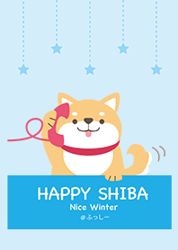 HAPPY SHIBA Nice Winter ブルー@ふっしー
