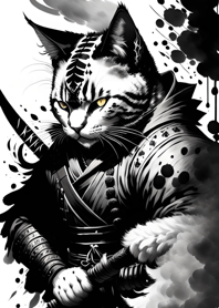 Ink wash cat samurai 9853F9