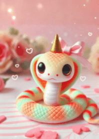 蛇年可愛的粉彩蛇 V.1