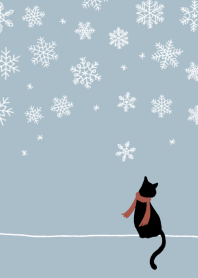 <lucky theme>Snow crystal and cat