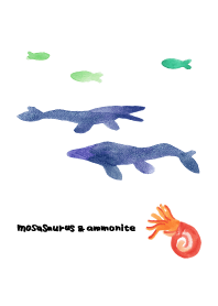 Mosasaurus & Ammonite #Watercolor touch