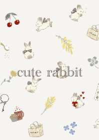cute rabbit and mimosa