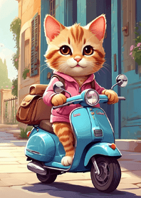 Cat driving a motorcycle