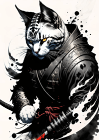 Ink wash cat samurai 761bfa