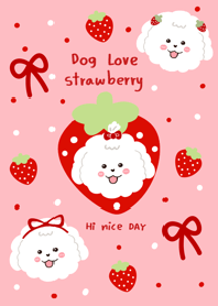 Dog love strawberry minimal pink cute