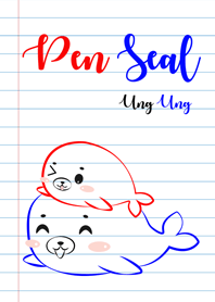 Red black blue Pen seal Ung Ung