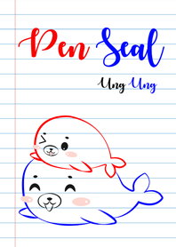 ปากกา แดง ดำ น้ำเงิน วาดแมวน้ำ อุ๋ง อุ๋ง