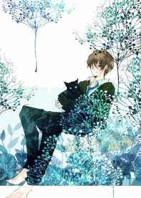 Men playing with cats