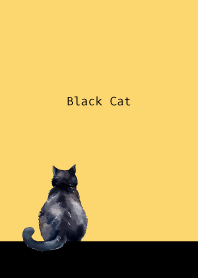 Black cat's back on light yellow