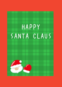 HAPPY SANTA CLAUS/GREEN CHECKERED/RED