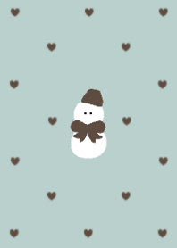Snowman with Heart Dots in Choco Mint