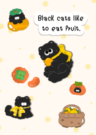 Black cats like to eat fruit.