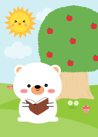 Lovely White Bear in nature Theme